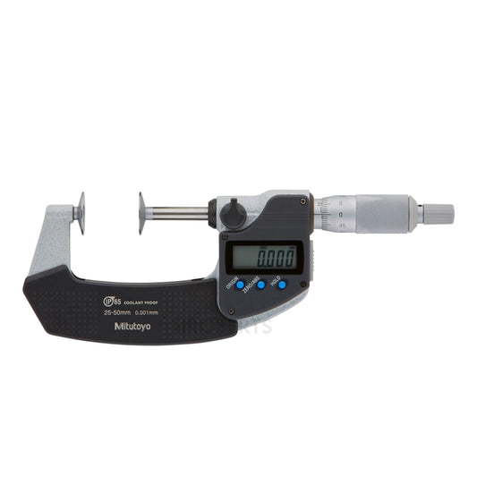 Mitutoyo 369-251-30 Digimatic Digital Non-Rotating Spindle Disc Micrometer (Metric Only), Range 25-50mm, Resolution 0.001mm with SPC Data Output, Disc Dia 20mm