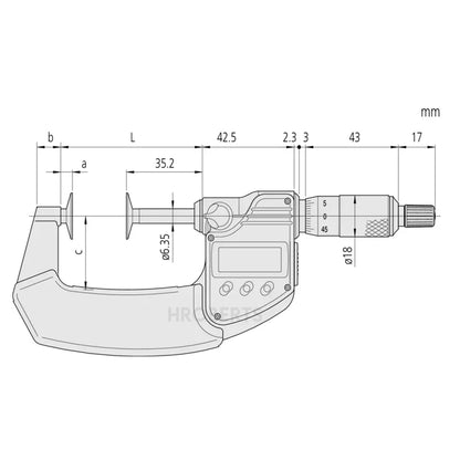 Mitutoyo 323-253-30 Digimatic Digital Disc Micrometer (Metric Only), Range 75-100mm, Resolution 0.001mm, IP65, with SPC Data Output