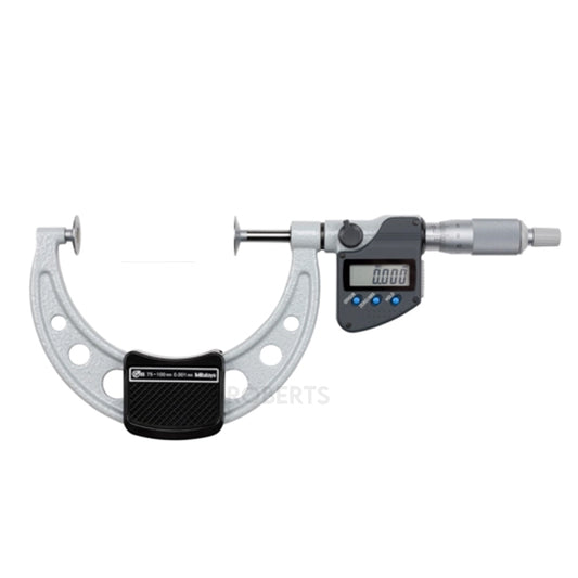 Mitutoyo 369-253-30 Digimatic Digital Non-Rotating Spindle Disc Micrometer (Metric Only), Range 75-100mm, Resolution 0.001mm with SPC Data Output, Disc Dia 20mm