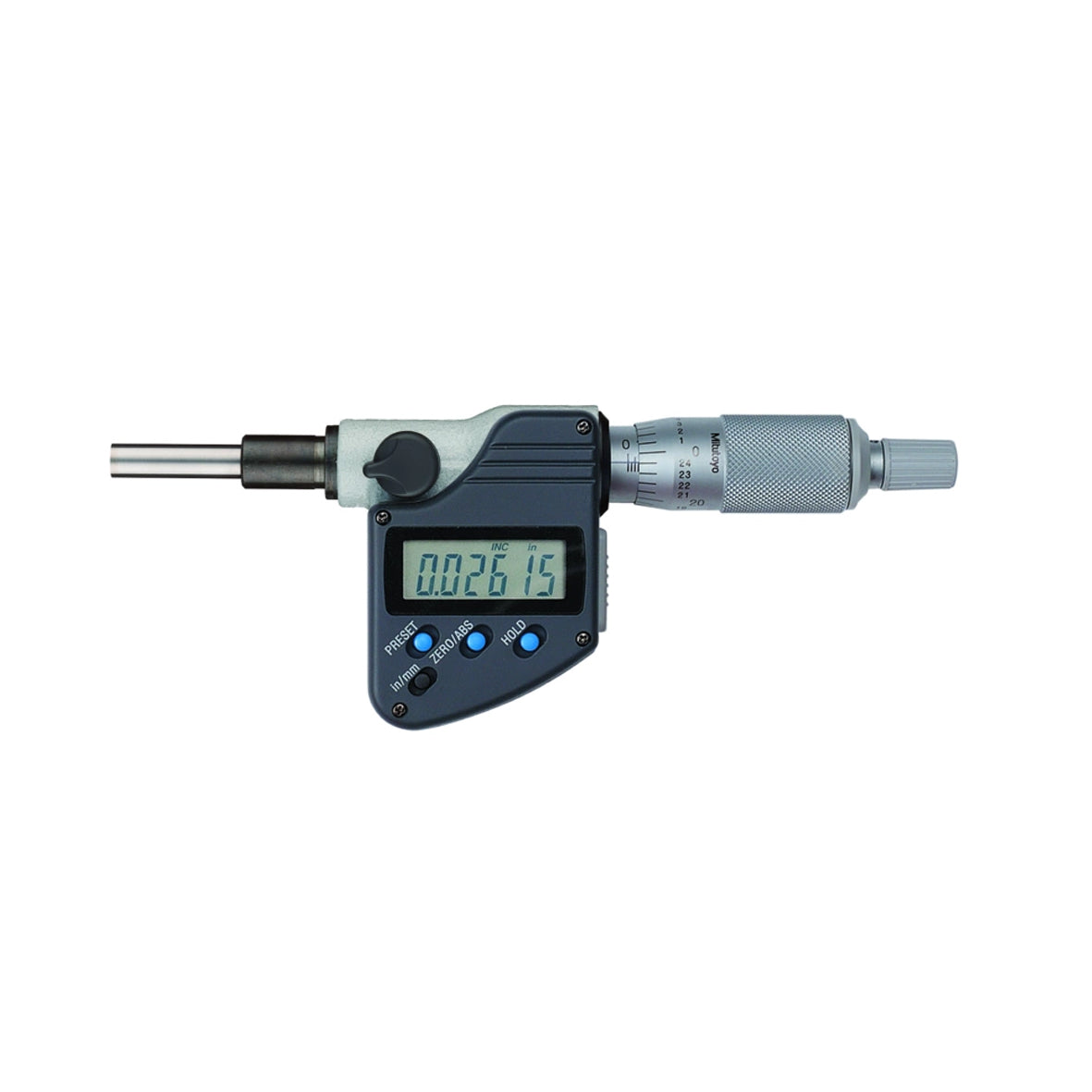 Mitutoyo 350-351-30 Digimatic Digital Rotatable Micrometer Head, Range 0-25mm / 0-1", Resolution 0.001mm / 0.00005"