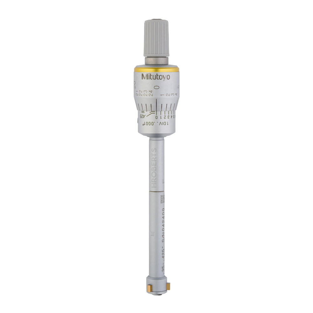Mitutoyo 368-262 Holtest Bore Micrometer, 3-Point Contact, Range 0.35-0.425", Graduation 0.0001"