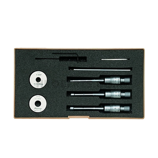 Mitutoyo 368-911 Holtest Bore Micrometer Set, 3-Point Contact, Range 6-12mm, Graduation 0.001mm, Supplied with Setting Rings