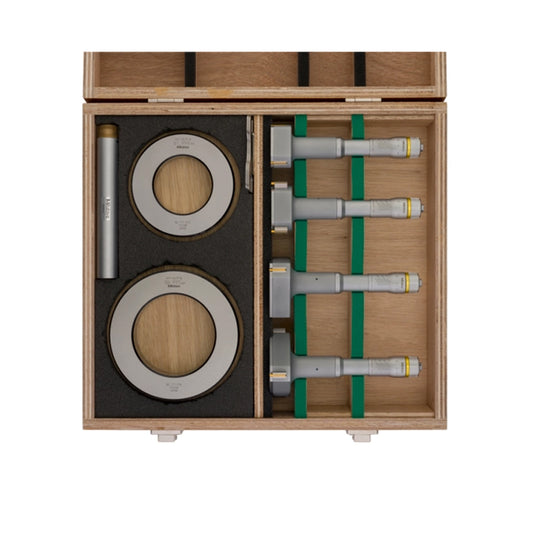 Mitutoyo 368-914 Holtest Bore Micrometer Set, 3-Point Contact, Range 50-100mm, Graduation 0.005mm, Supplied with Setting Rings