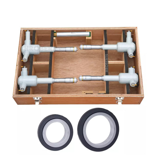 Mitutoyo 368-915 Holtest Bore Micrometer Set, 3-Point Contact, Range 100-200mm, Graduation 0.005mm, Supplied with Setting Rings