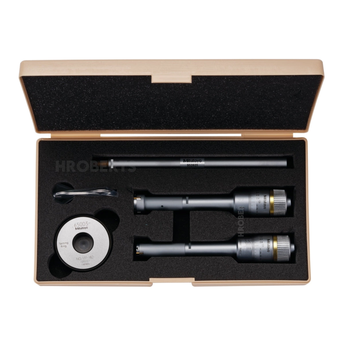 Mitutoyo 368-917 Holtest Bore Micrometer Set, 3-Point Contact, Range 0.5-0.8", Graduation 0.0002", Supplied with Setting Ring