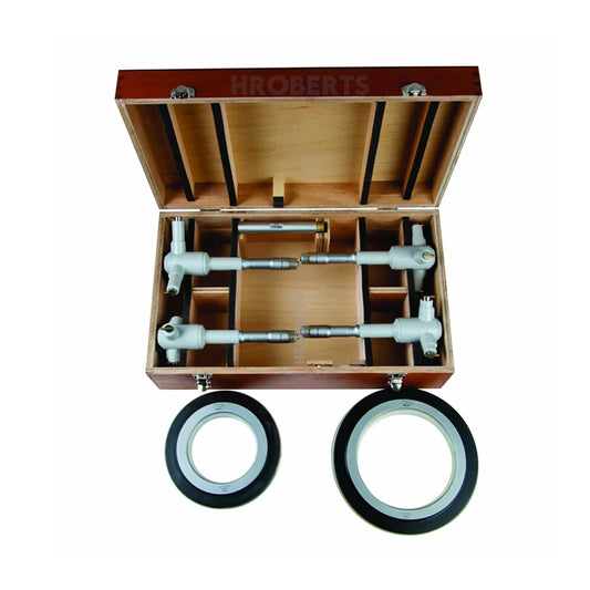 Mitutoyo 368-920 Holtest Bore Micrometer Set, 3-Point Contact, Range 4-8", Graduation 0.0002", Supplied with Setting Rings