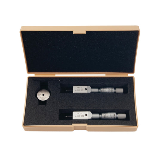 Mitutoyo 368-926 Holtest Bore Micrometer Set, 2-Point Contact, Range 0.08-0.12", Graduation 0.0001", Supplied with Setting Ring