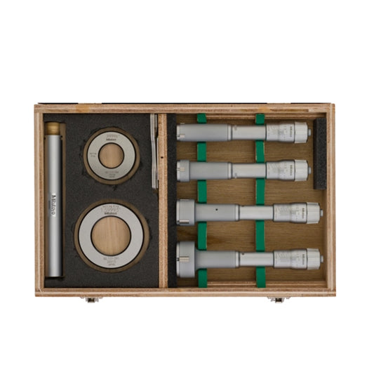 Mitutoyo 368-996 Holtest Bore Micrometer Set, 3-Point Contact, Range 0.8-2", Graduation 0.0002", Supplied with Setting Rings