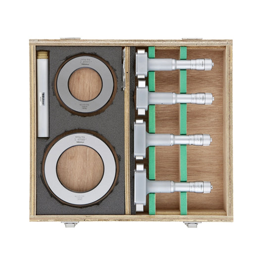 Mitutoyo 368-997 Holtest Bore Micrometer Set, 3-Point Contact, Range 2-4", Graduation 0.0002", Supplied with Setting Rings