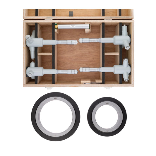 Mitutoyo 368-998 Holtest Bore Micrometer Set, 3-Point Contact, Range 4-8", Graduation 0.0002", Supplied with Setting Rings