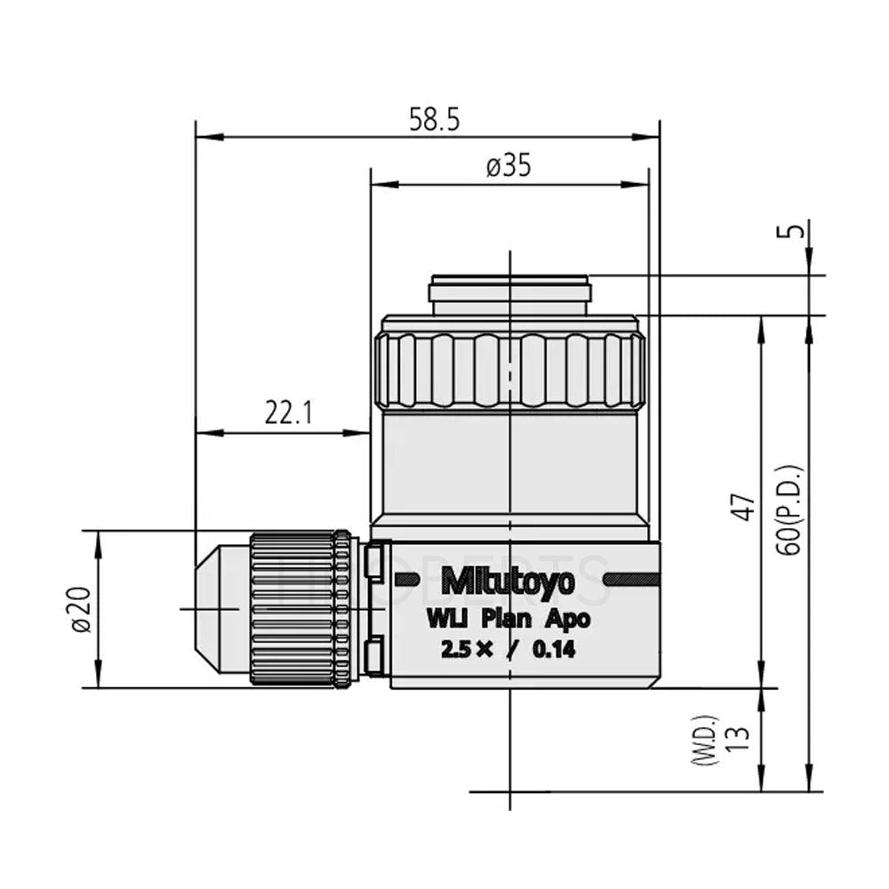 Mitutoyo 378-400 WLI Plan Apo 2.5x Michelson Type