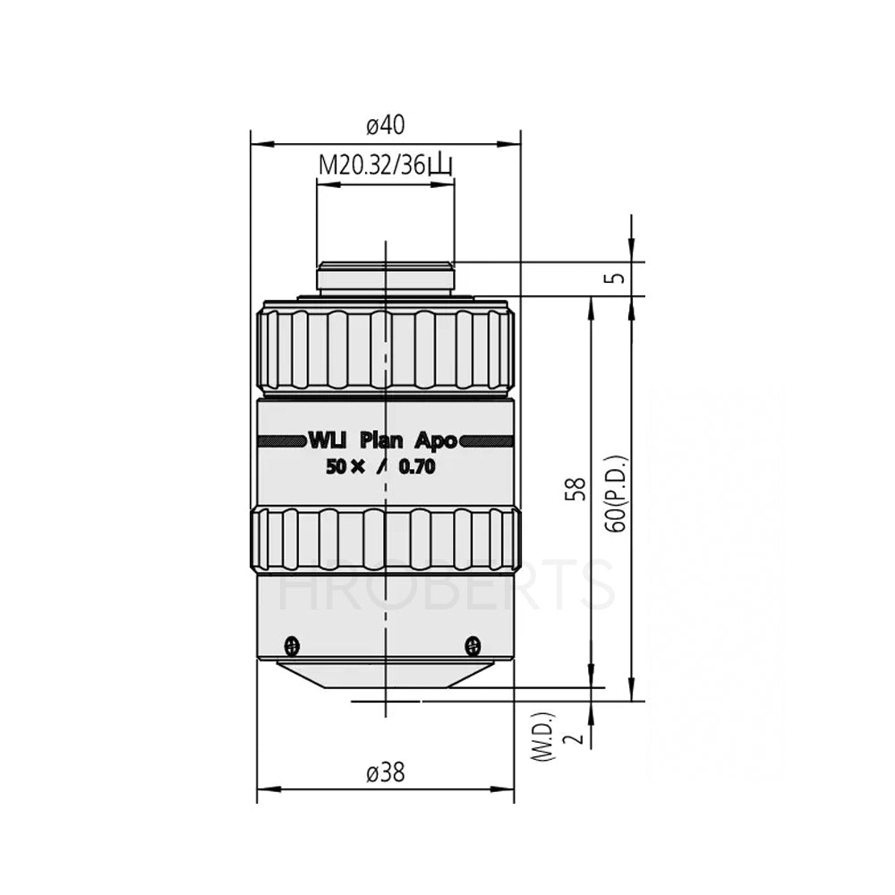Mitutoyo 378-403 WLI Plan Apo 50x Mirau Type