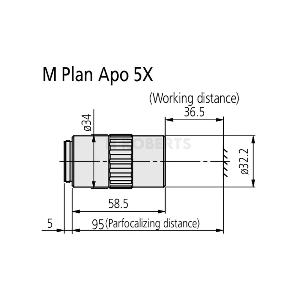 Mitutoyo 378-802-12 M Plan Apo 5x Objective for bright-field observation in visible range