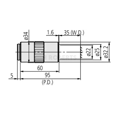 Mitutoyo 378-807-3 M Plan Apo 7.5X Objective for bright-field observation in visible range