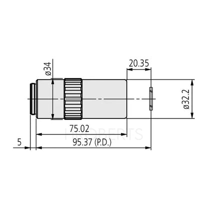 Mitutoyo 378-827-16 LCD Plan Apo NIR 20x(t1.1) Objective for BF observation in near-infrared with cover glass compensation