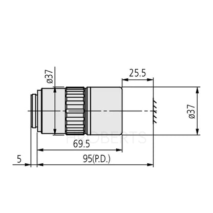 Mitutoyo 378-867-5 M Plan Apo NIR B 20X Objective for bright-field observation in near-infrared range, WD: 25.5mm