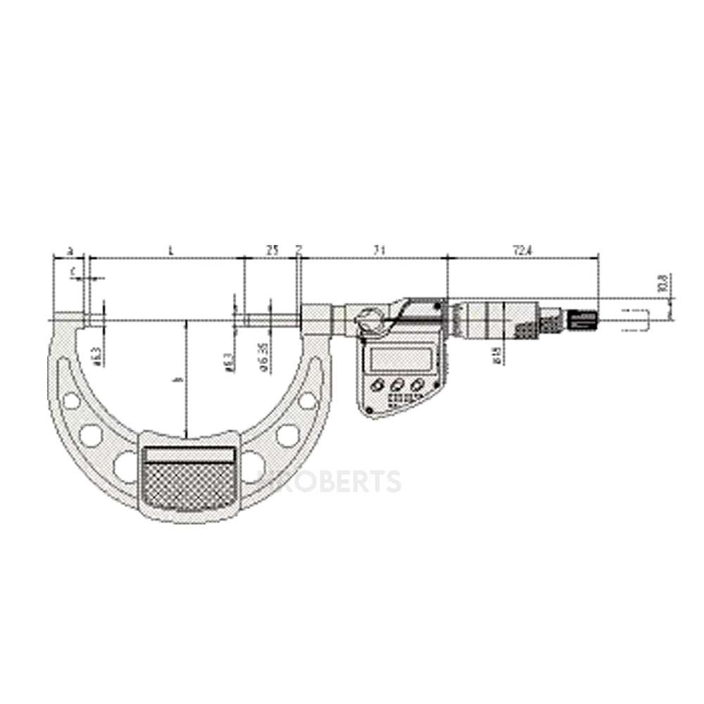 Mitutoyo 406-250-30 Digimatic Digital Non-Rotating Splindle Micrometer (Metric Only), Range  0-25mm, Resolution 0.001mm with SPC Data Output