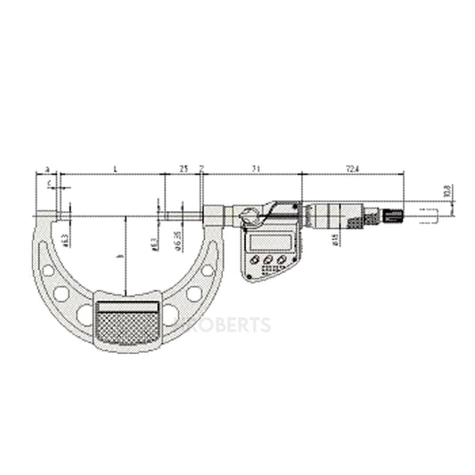 Mitutoyo 406-252-30 Digimatic Digital Non-Rotating Splindle Micrometer (Metric Only), Range 50-75mm, Resolution 0.001mm with SPC Data Output