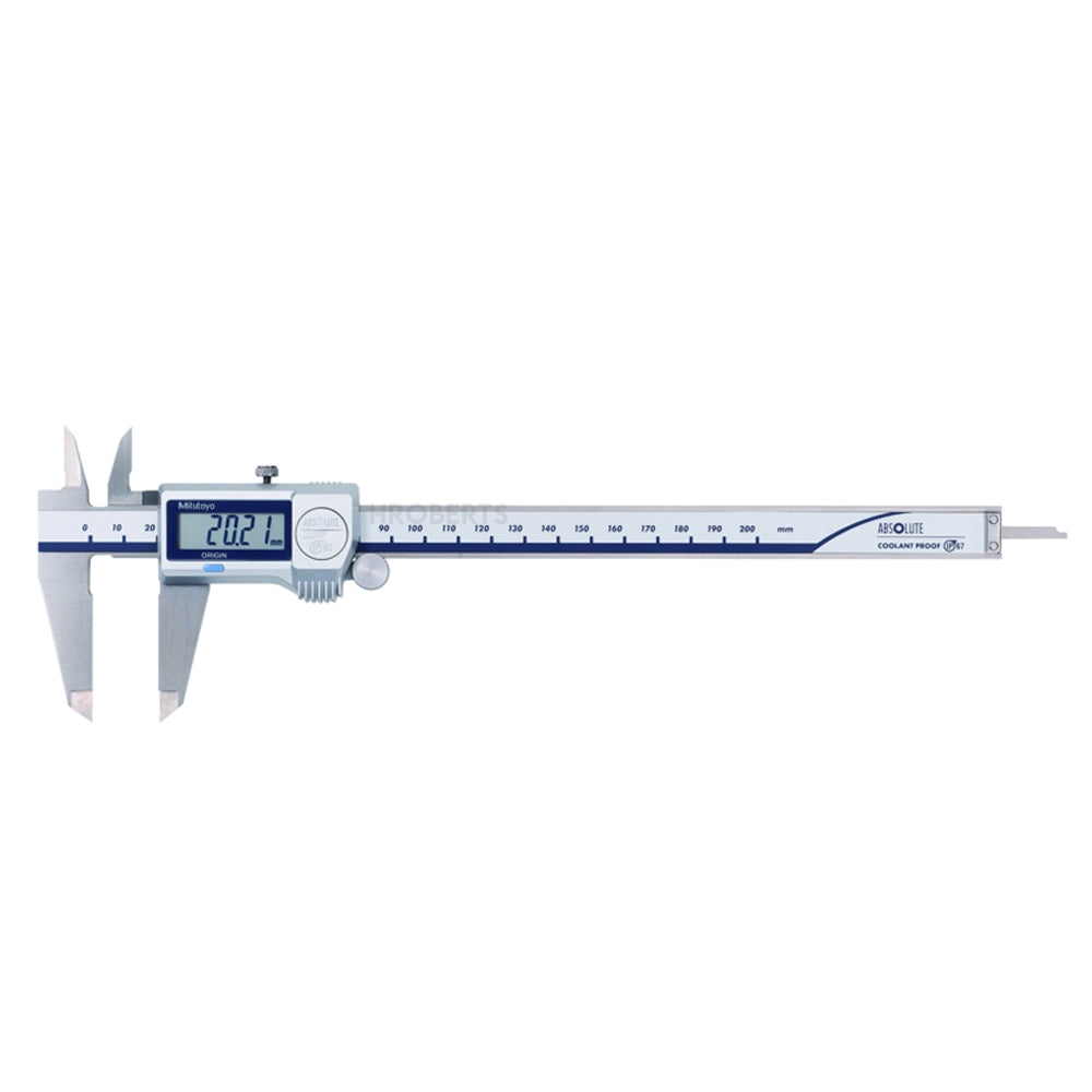 Mitutoyo 500-713-20 Digimatic Digital Coolant Proof Caliper (Metric Only), Range 0-200mm, Resolution 0.01mm, Absolute System, IP67 and SPC Data Output