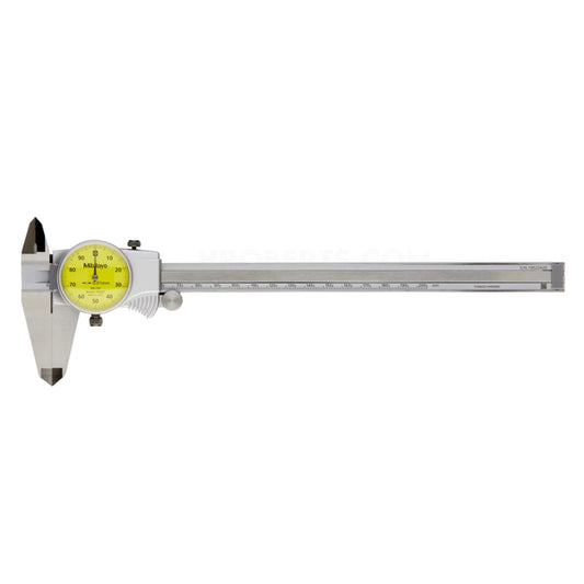 Mitutoyo 505-733 Dial Caliper, Range 0-200mm, Graduation 0.01mm