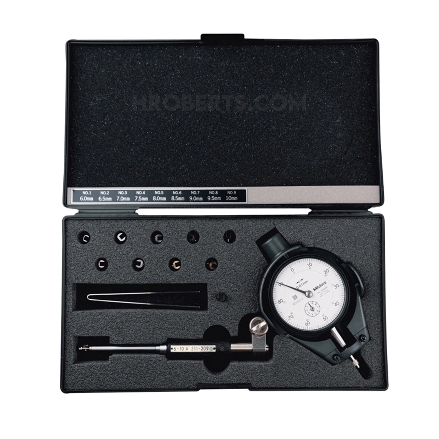 Mitutoyo 511-211 Small Hole Bore Gauge, Range 6-10mm, Graduation 0.01mm, Probe Depth 100mm