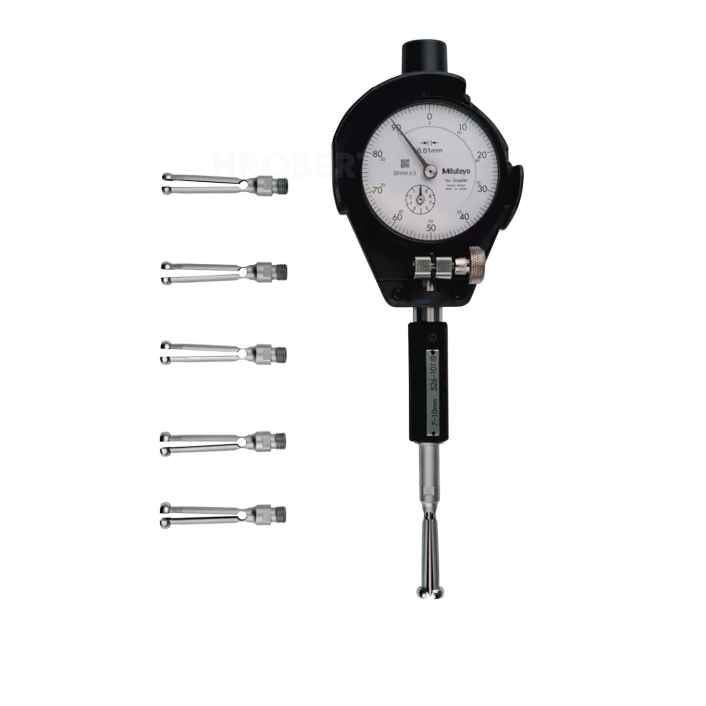 Mitutoyo 526-126 Small Hole Bore Gauge, Range 7-10mm, Graduation 0.01mm, Probe Depth 32mm