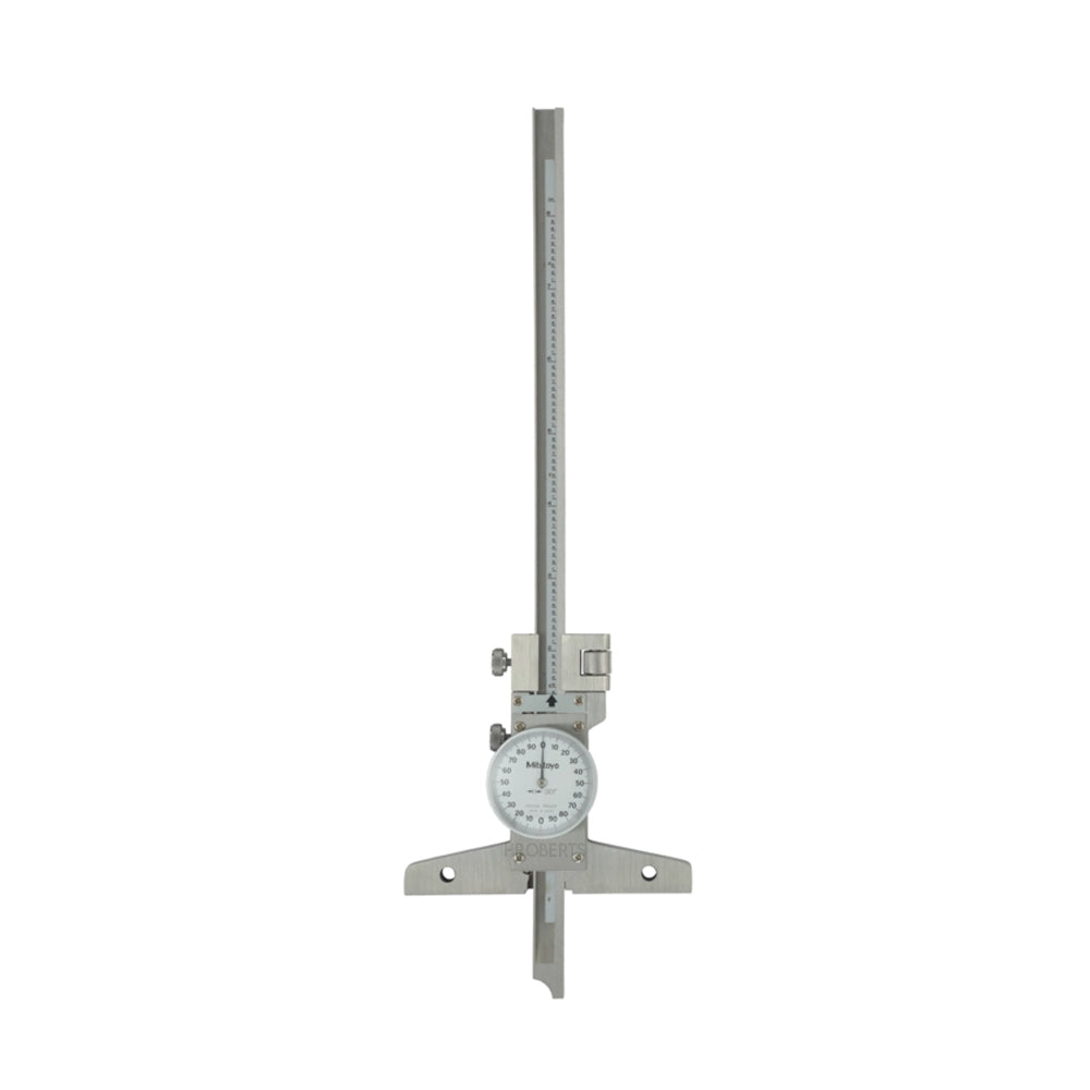 Mitutoyo 527-312-50 Dial Depth Gauge, Range 0-8", Graduation 0.001", with Fine Adjustment, Base 100 x 6.5mm