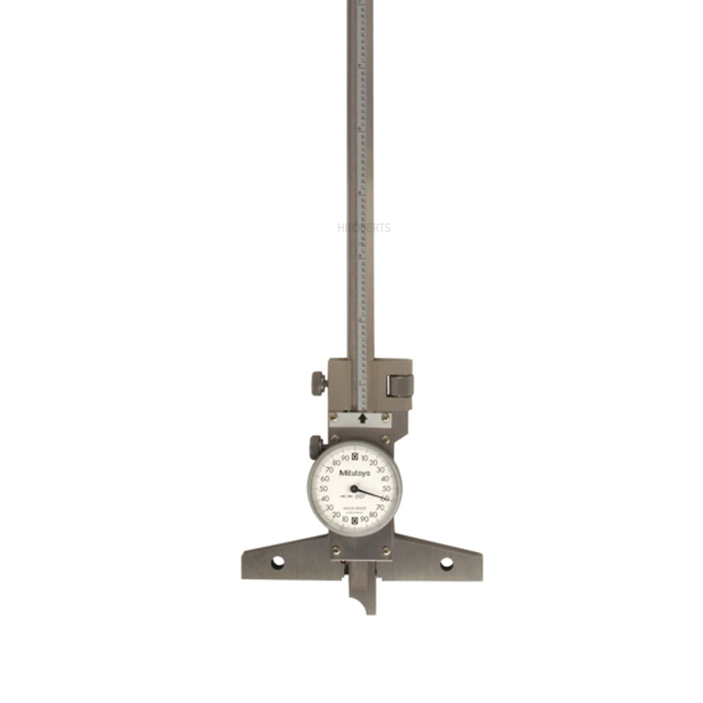 Mitutoyo 527-313-50 Dial Depth Gauge, Range 0-12", Graduation 0.001", with Fine Adjustment, Base 100 x 6.5mm