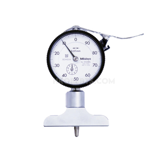 Mitutoyo 7211A Dial Indicator Depth Gauge, Range 0-200mm, Graduation 0.01mm, Base 63.5 x 16mm