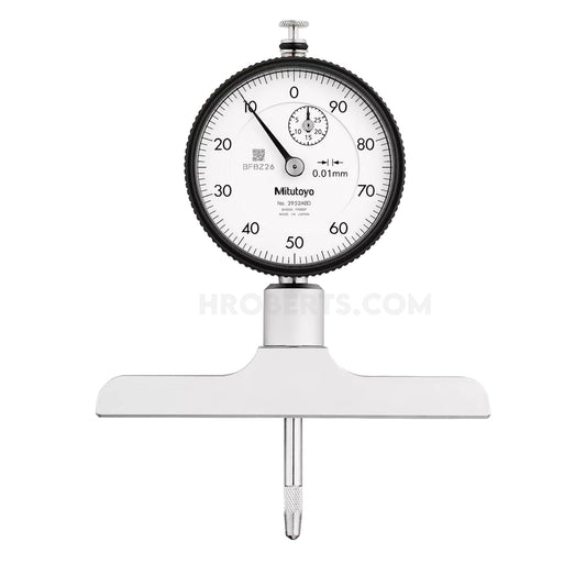Mitutoyo 7214A Dial Indicator Depth Gauge, Range 0-210mm, Graduation 0.01mm, Base 101.6 x 16mm