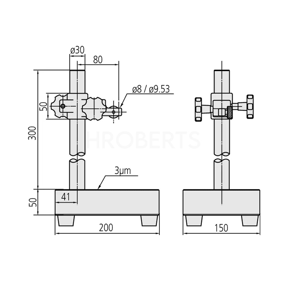 Mitutoyo 215-151-10 Granite Comparator Stand 150x200mm, Column Travel 0-250mm, With 1mm fine adustment