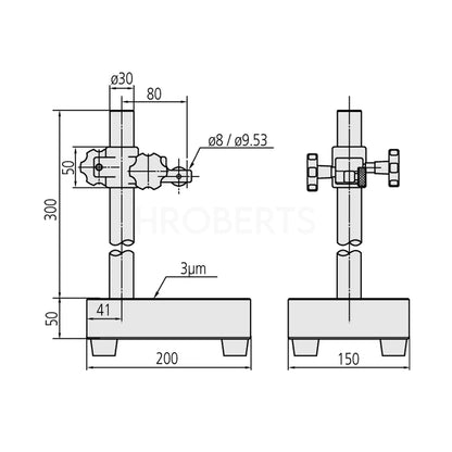 Mitutoyo 215-151-10 Granite Comparator Stand 150x200mm, Column Travel 0-250mm, With 1mm fine adustment