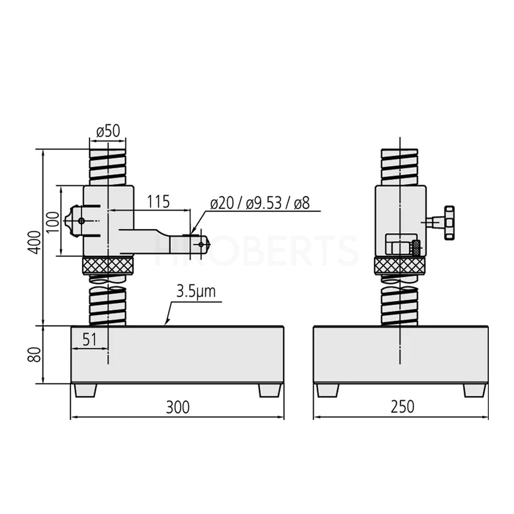 Mitutoyo 215-156-10 Granite Comparator Stand 250x300mm, Column Travel 0-275mm, With fine adustment over entire travel