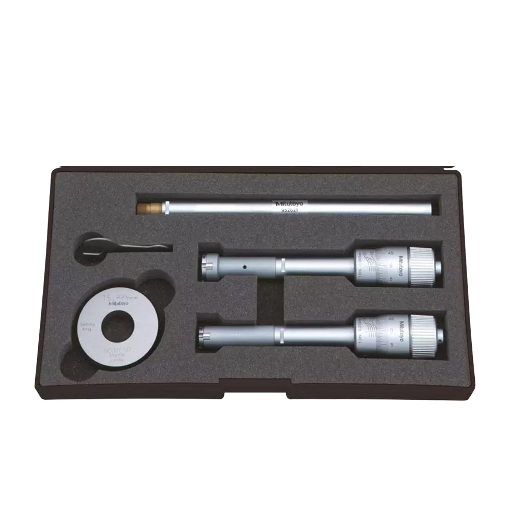 Mitutoyo 368-991 Holtest Bore Micrometer Set, 3-Point Contact, Range 12-20mm, Graduation 0.005mm, Supplied with Setting Ring