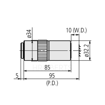 Mitutoyo 378-839-5 M Plan UV 80X Objective for bright-field observation in ultraviolet range
