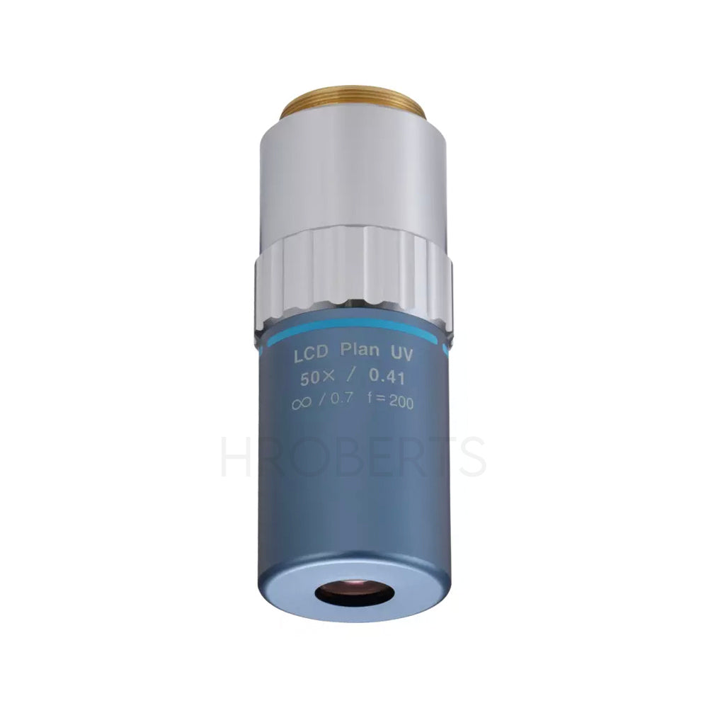 Mitutoyo 378-893-8 LCD Plan UV 50X(t0.7) Objective for bright-field observation in ultraviolet range with cover glass compensation