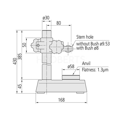 Mitutoyo 519-109-10 Transer Stand, 58mm Dia Serrated Anvil, Column Travel 0-320mm