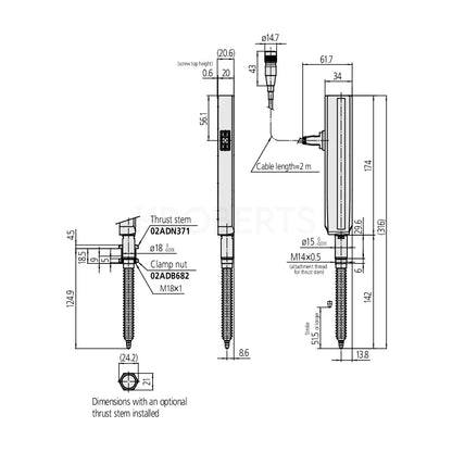Mitutoyo 542-196 LG100 Coolant Proof Linear Gauge, Range 50mm, Resolution 0.001mm
