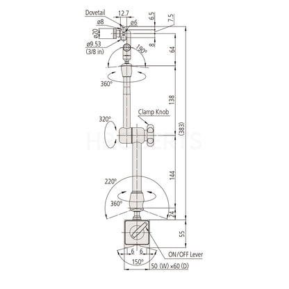 Mitutoyo 7033-10 Universal Magnetic Stand - 346mm Working Radius