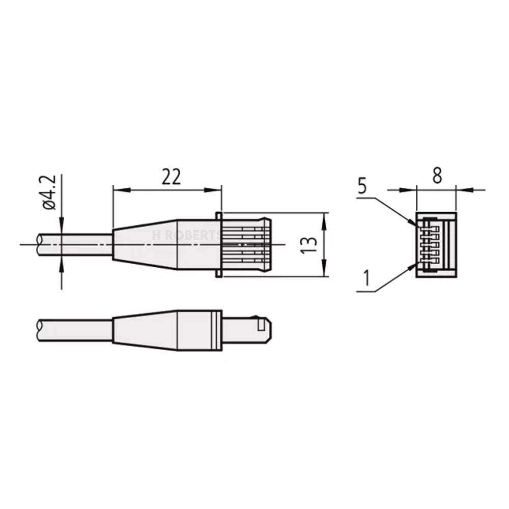 Mitutoyo 905409 Digimatic Signal Cable Straight e.g. for ID-C Indicator, Length 2 Meter
