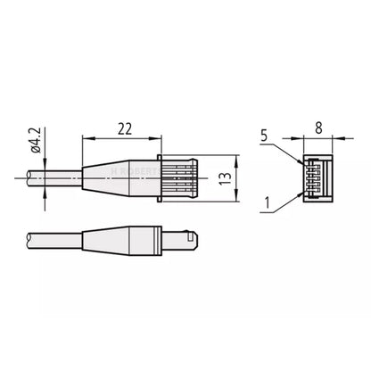 Mitutoyo 905409 Digimatic Signal Cable Straight e.g. for ID-C Indicator, Length 2 Meter