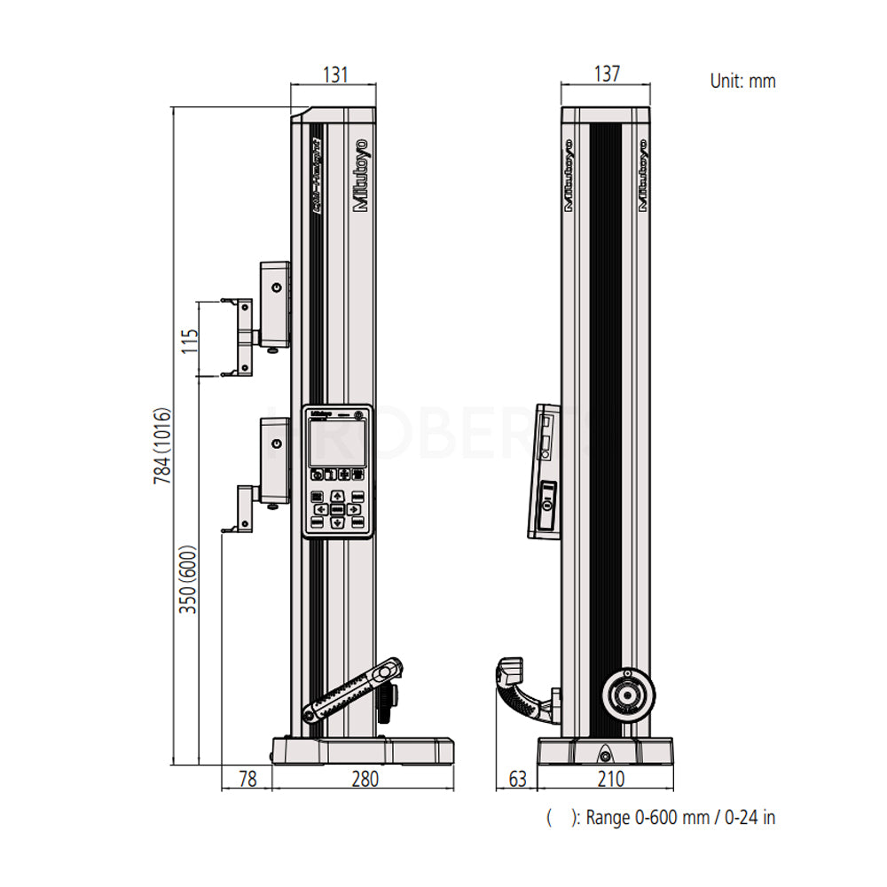 Mitutoyo QM 518-255 Height Gauge 350mm / 0-14", with Air Floating, Metric / Imperial