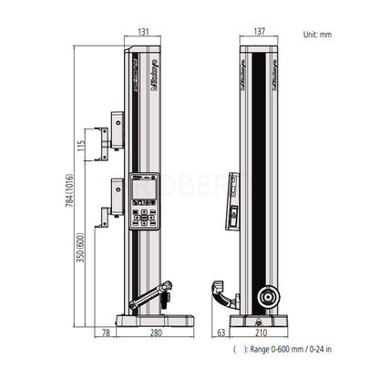 Mitutoyo QM 518-255 Height Gauge 350mm / 0-14", with Air Floating, Metric / Imperial