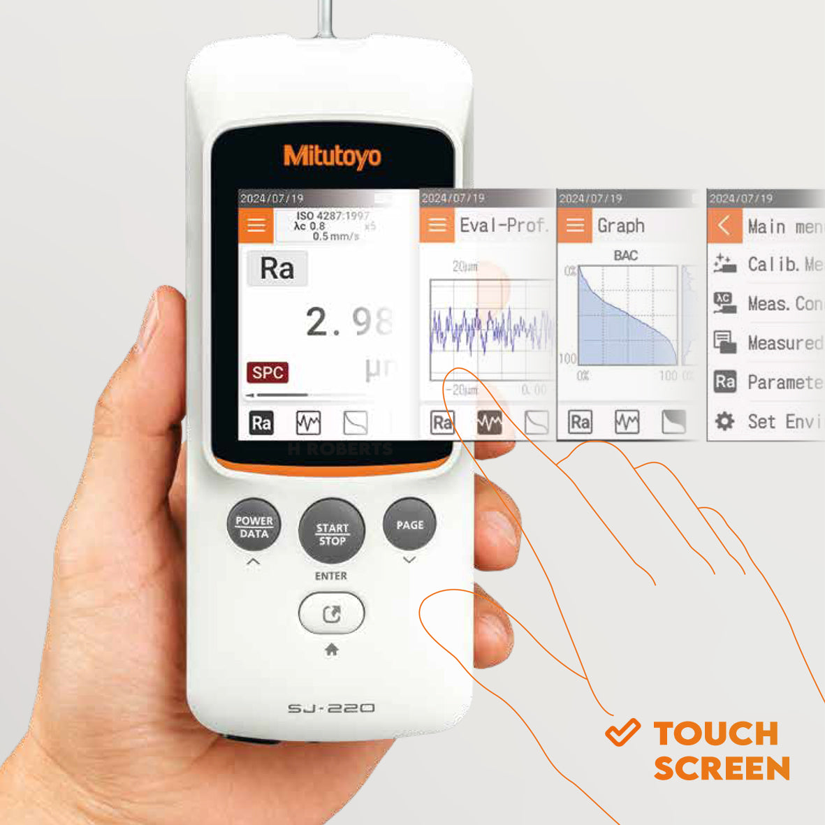 Mitutoyo 178-742-13 SJ-220 Portable Surface Roughness Tester, Standard Drive Unit, Stylus Tip Angle 90°, Radius 5μm, Imperial / Metric, Measuring Range 16mm, Resolution 0.001µm