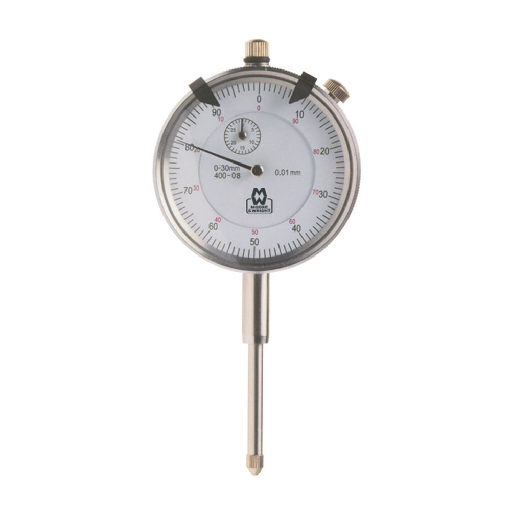 Moore & Wright MW400-08 Dial Indicator, Graduation 0.01mm, Range 30mm, Scale 0-100, Bezel Diameter 58mm