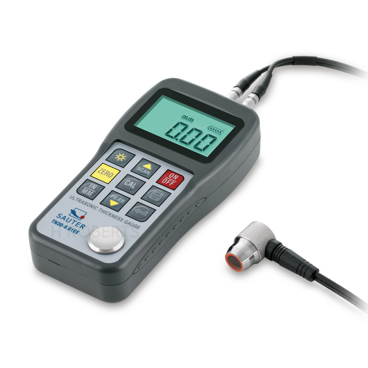 Sauter TN 60-0.01EE Ultrasonic Thickness Gauges, Material thickness pulse-echo, Max 600mm MIN 0.7mm, Res 0.1mm, Hand-held measuring device for ultrasonic material thickness testing in Echo-Echo principle
