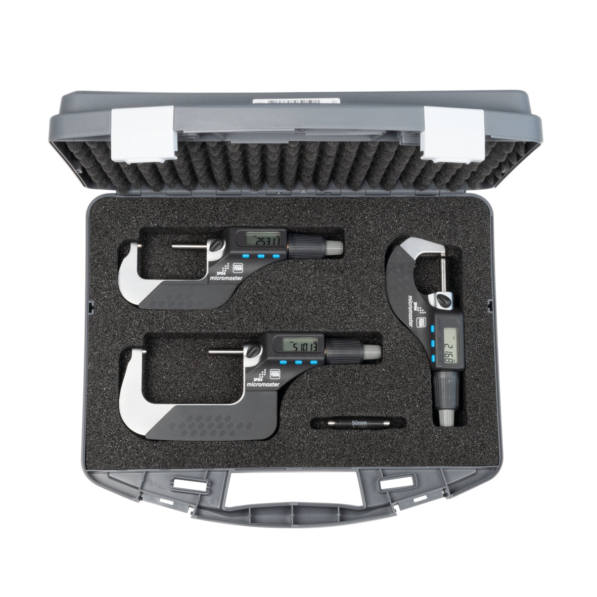 Tesa 06030029 Micromaster Digital Micrometer Set, Range 0-75mm / 0-3", Resolution 0.001mm / 0.00005"