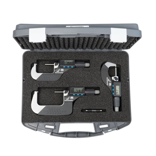 Tesa 06030029 Micromaster Digital Micrometer Set, Range 0-75mm / 0-3", Resolution 0.001mm / 0.00005"
