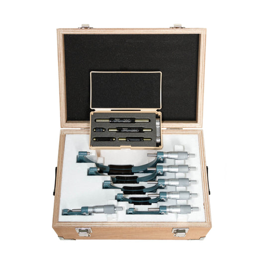 Mitutoyo 103-904-10 Micrometer Set, Range 0-6", Graduation 0.001" c/w Setting Standards