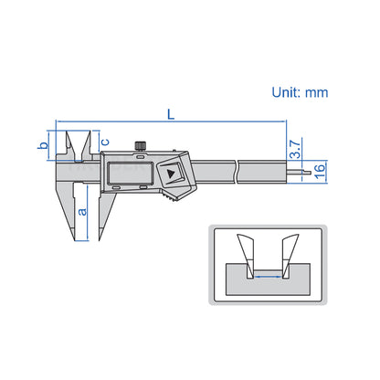 Insize 1183-300A Digital Point Caliper with Data Output 0-300mm/12"